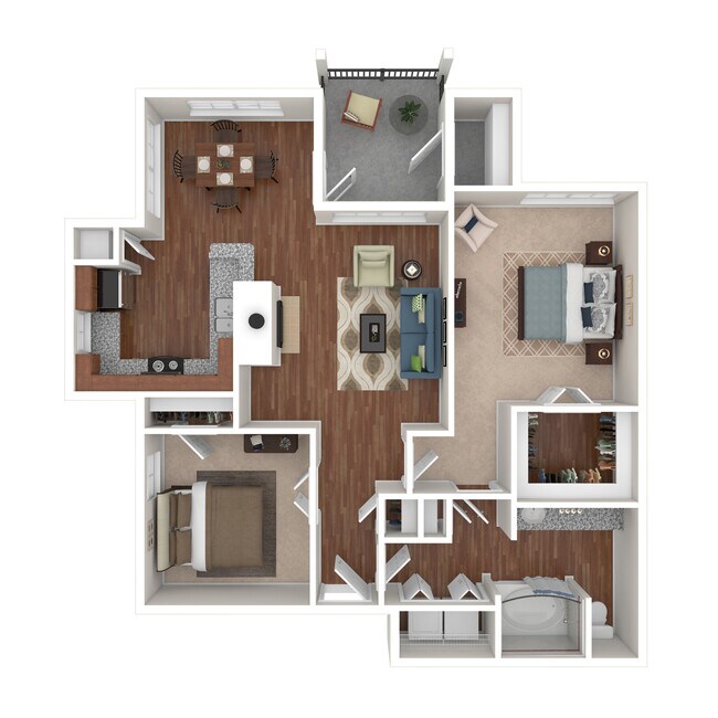 2 Bed 1 Bath 1015 SqFt (917 Net)  1231 floor plan